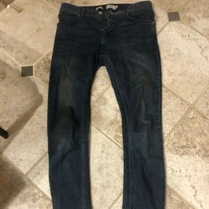 Topman Spray On Skinny Blue Jeans